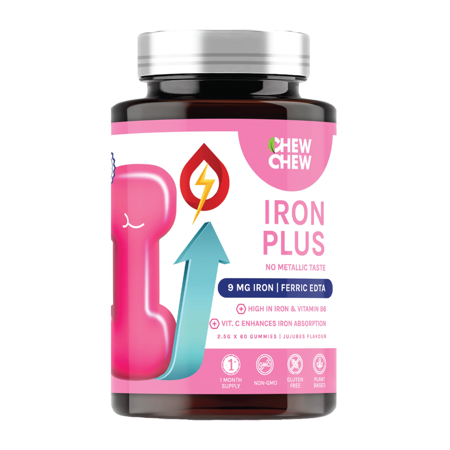 Chew Chew Iron Plus gummies bottle